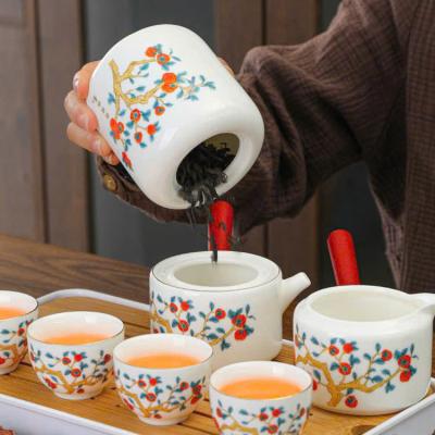 BỘ ẤM CHÉN QUẢ HỒNG – QUÀ TẶNG CAO CẤP